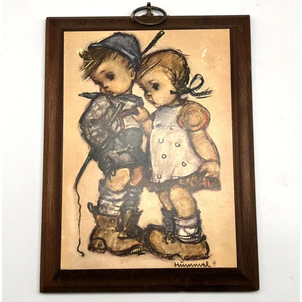 Vintage Hummel Wood Wall Plaques Lot of 3 Hanging Wall Art Boy and Girl Panels - Picture 4 of 16